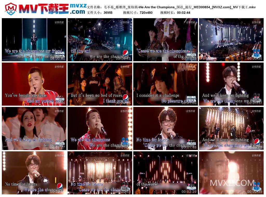 毛不易_蔡维泽_张钰琪-We Are the Champions_国语_流行_MED00854